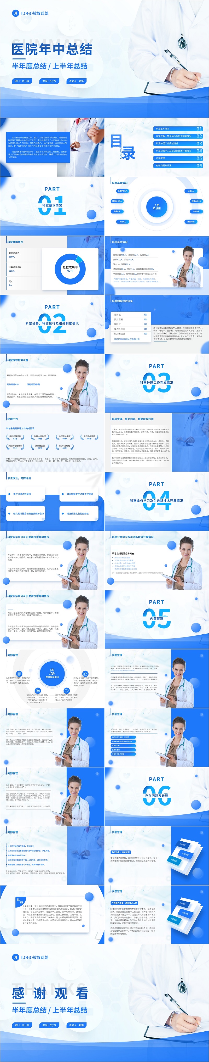 蓝色大气动态医疗行业年中工作总结年中总结PPT模板
