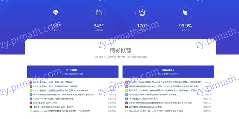 WordPress RiPro 主题美化 首页底部纯标题文章展示模块+网站统计模块美化