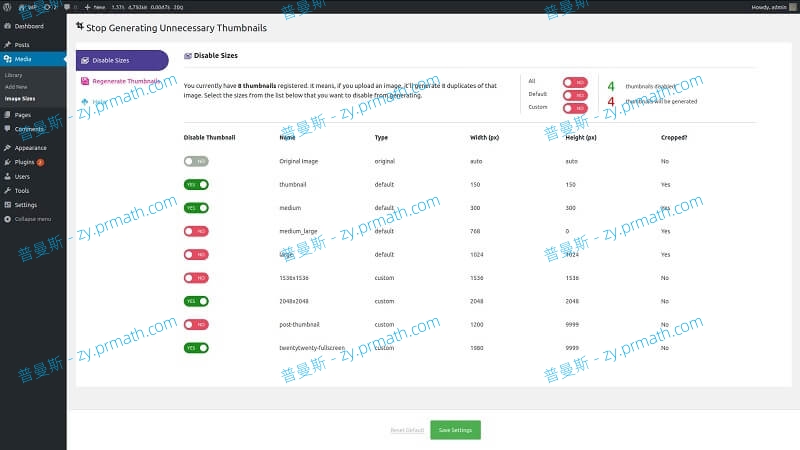 WordPress建站教程:禁止网站生成多余缩略图的方法