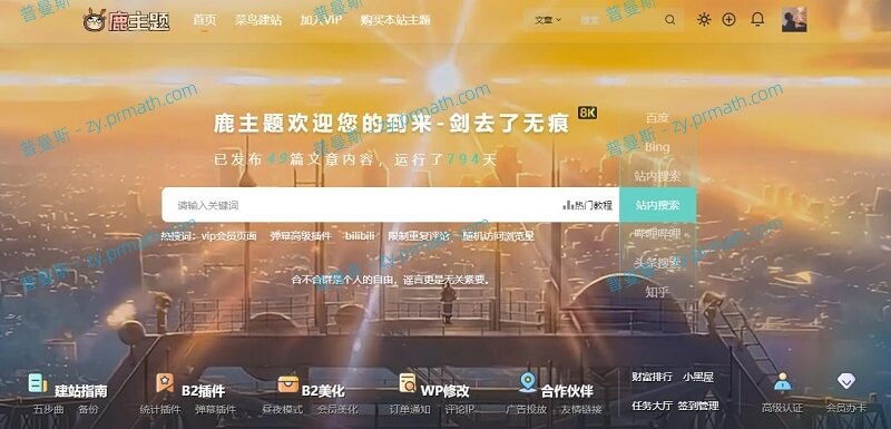 B2美化 漂亮的首页视屏背景搜索主题功能美化版