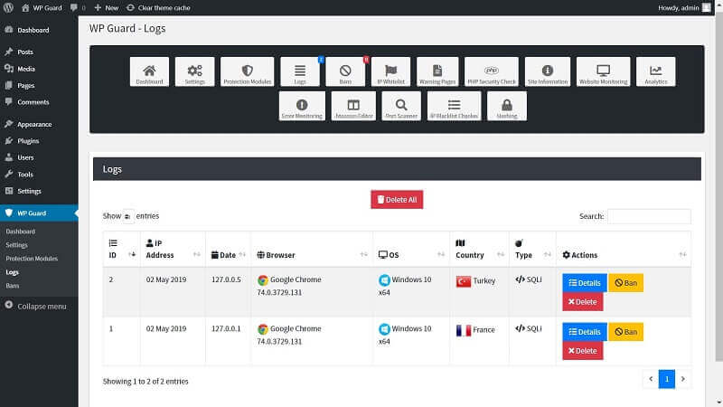 WP Guard v2.2 强大的WordPress防火墙插件 保护网站免受黑客攻击和其他威胁
