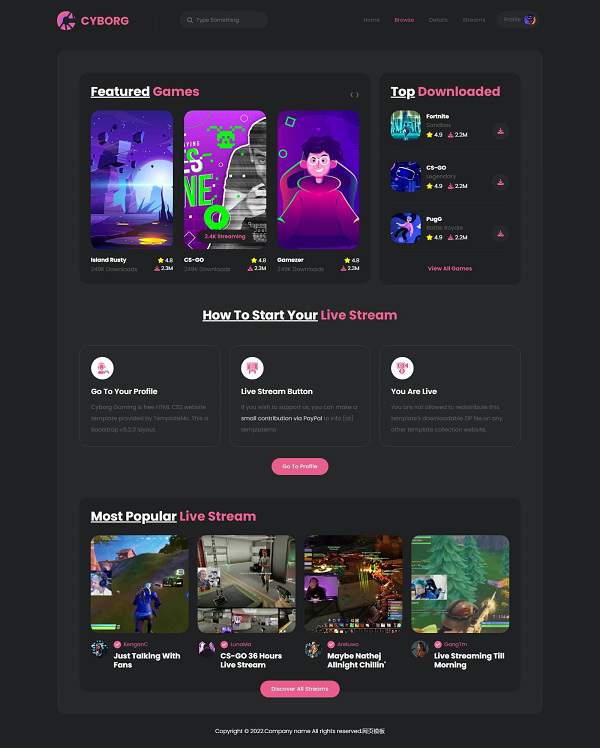 【HTML5模板】热门游戏体验宣传网站HTML5源码