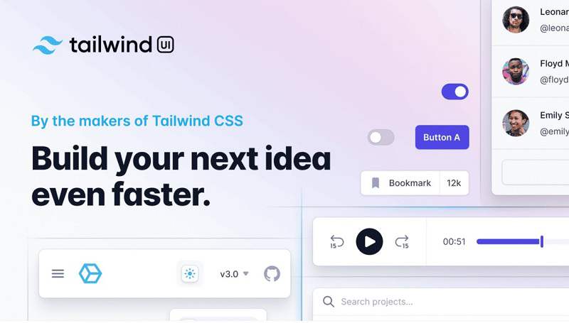 Tailwind UI 官方组件和模板,漂亮的 UI 组件