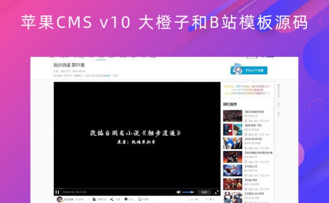 苹果CMS v10 大橙子和B站模板源码 自适应PC+手机端(带安装教程)