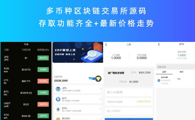 多币种区块链交易所源码 存取功能齐全+最新价格走势