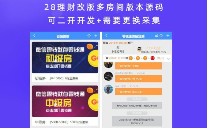 28理财改版多房间版本源码 可二开开发+需要更换采集