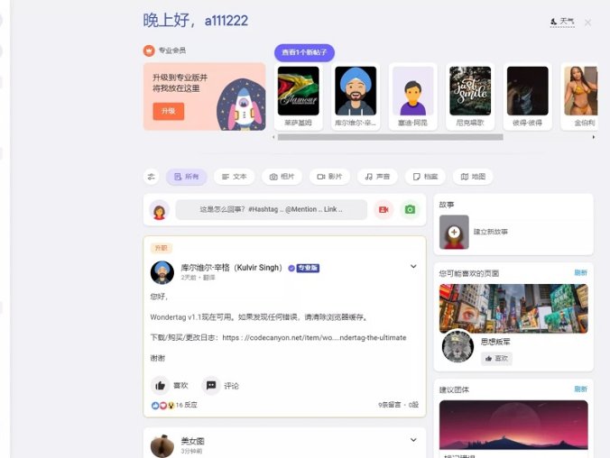 WoWonder 主题宽屏SNS社交 Wondertag v2.3.1 免授权主题
