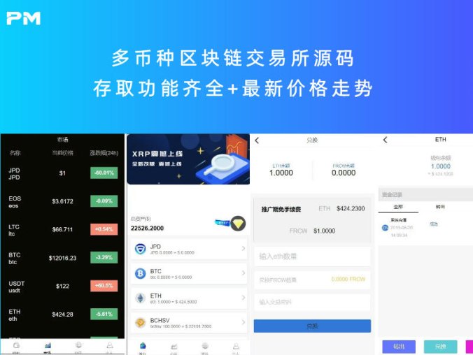 多币种区块链交易所源码 存取功能齐全+最新价格走势