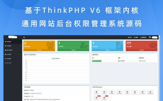 基于 ThinkPHP v6 框架内核通用网站后台权限管理系统源码