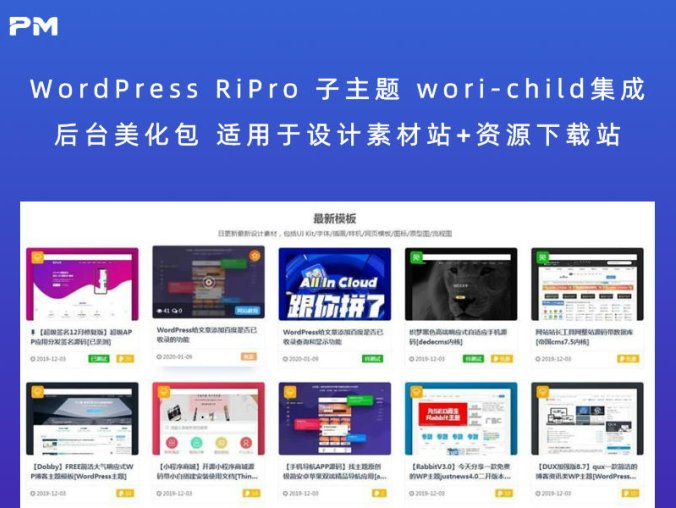 WordPress RiPro 子主题 wori-child集成后台美化包 适用于设计素材站+资源下载站