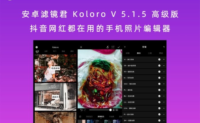 安卓滤镜君 Koloro V 5.1.5 高级版 抖音网红都在用的手机照片编辑器