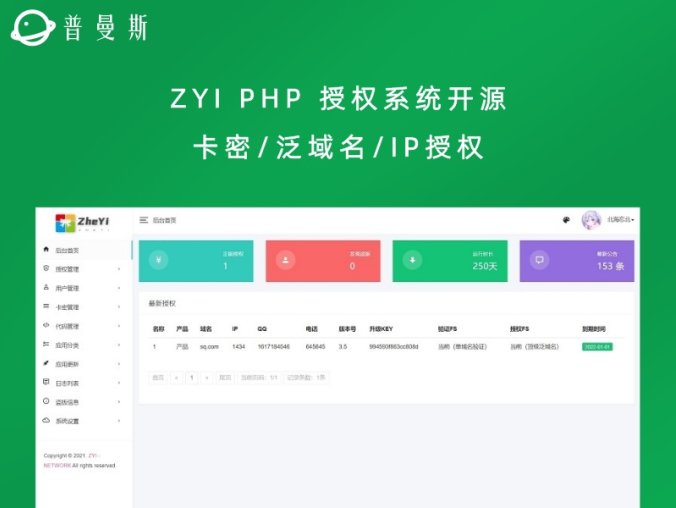 ZYI PHP 授权系统开源 卡密/泛域名/IP授权