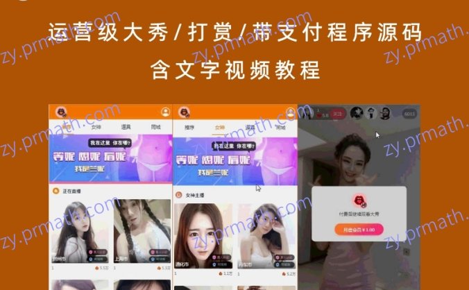 运营级大秀/打赏/带支付程序源码(含文字视频教程)