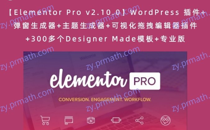 【Elementor Pro v2.10.0】WordPress 插件+弹窗生成器+主题生成器+可视化拖拽编辑器插件+300多个Designer Made模板+专业版