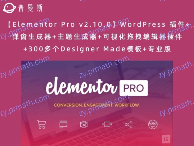 【Elementor Pro v2.10.0】WordPress 插件+弹窗生成器+主题生成器+可视化拖拽编辑器插件+300多个Designer Made模板+专业版