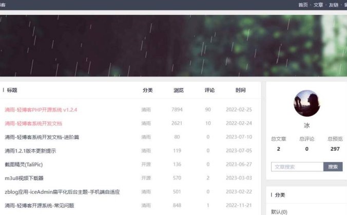 清雨博客(prain) 一款极为干净的轻博客PHP开源系统 v1.2.8