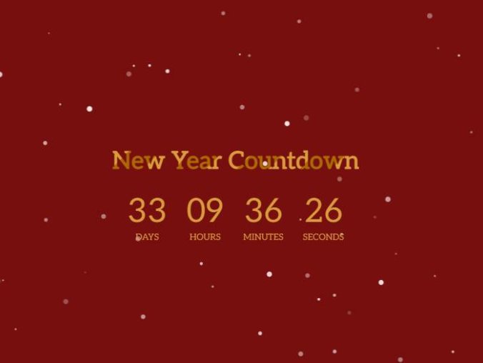 2025元旦倒计时雪花背景特效HTML+CSS+JS源码