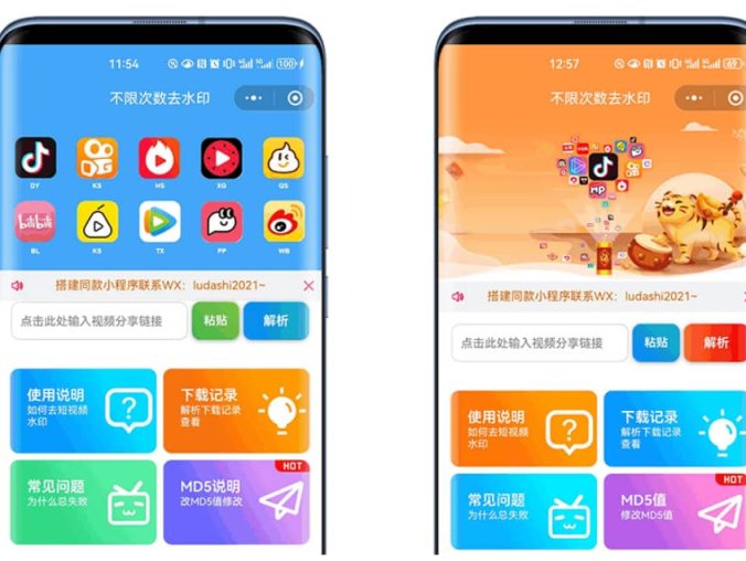【资源编号34407】最新去水印小程序系统 前端+后端全套源码 多套模版 免授权