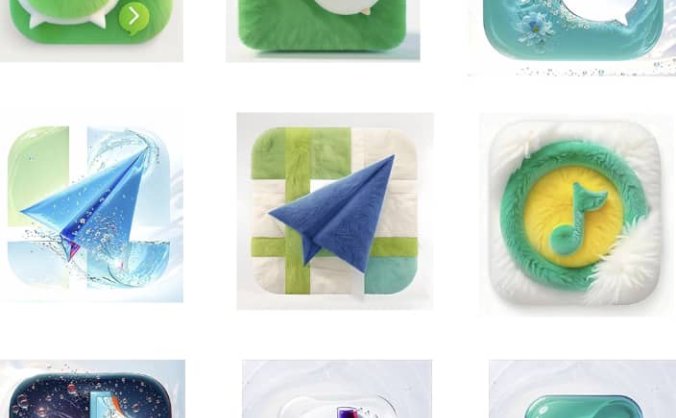 非常好看治愈的夏日冰爽水嫩手机APP图标 苹果安卓都可以安装